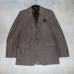 Strathmore Pure Wool‎ Brown Plaid Suit Tailored Blazer Mens Sports Jacket 45R